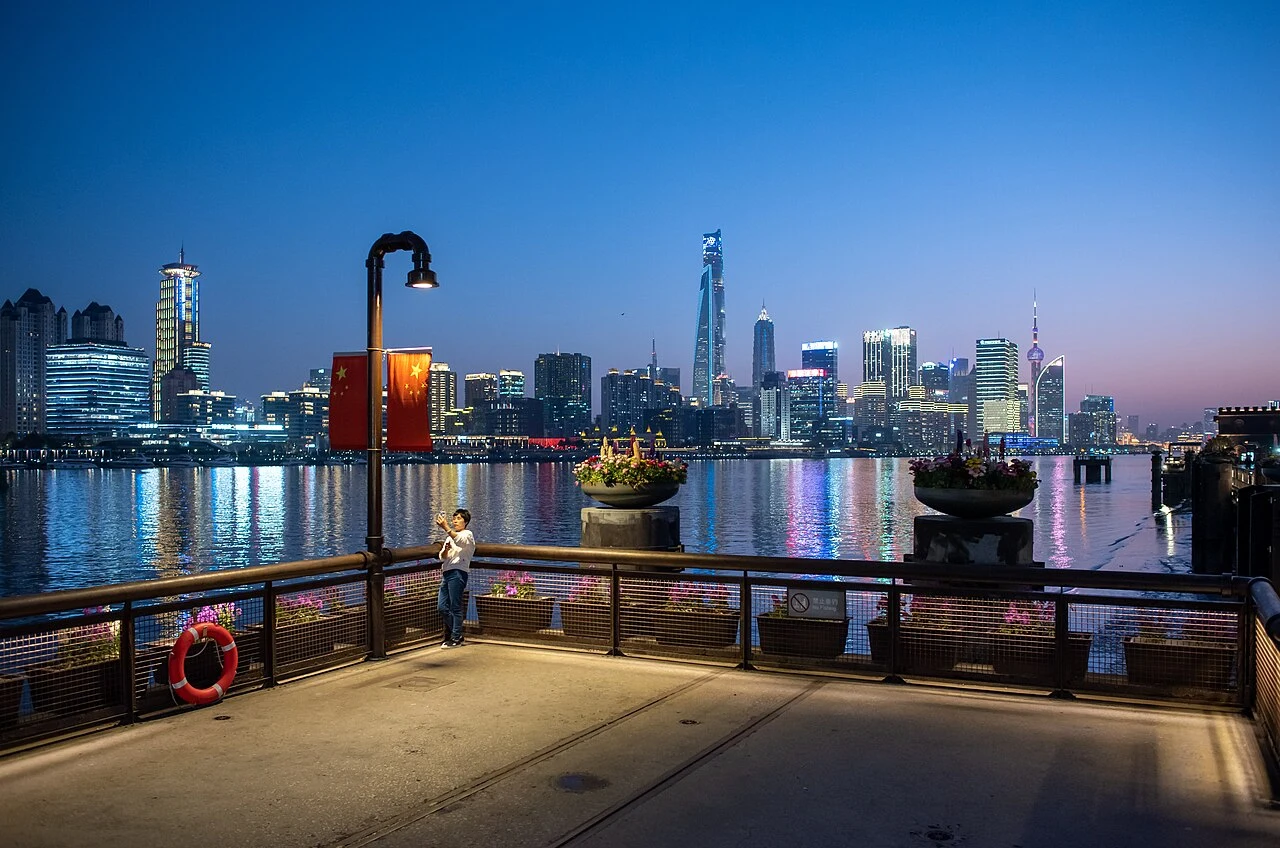 Evening view of Shanghai’s waterfront and Pudong business district.