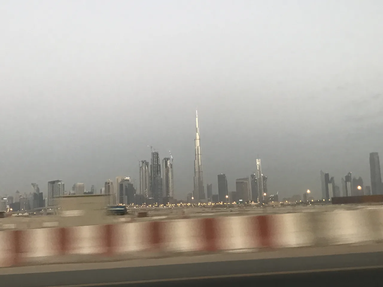 Evening panorama of Dubai’s business district and skyline.